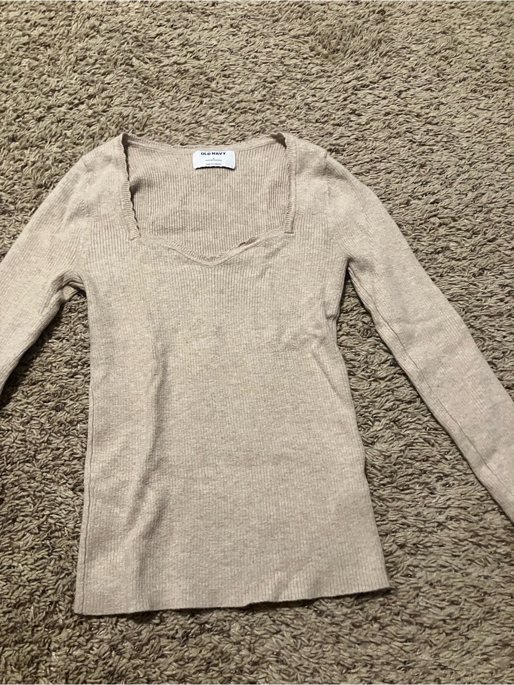 Old Navy Beige Ribbed Scoop Neck Top